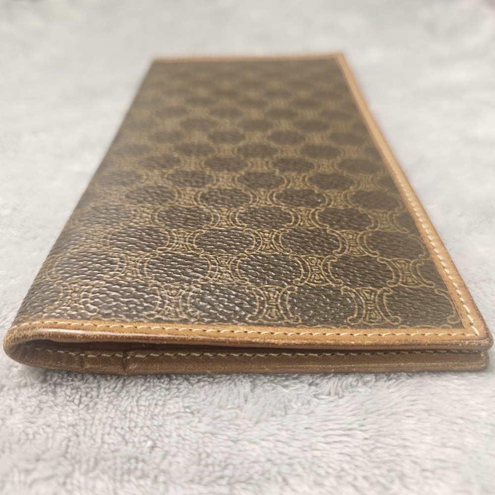 Celine Macadam Triomphe Women's Brown Leather Bifold Long Wallet Authentic - Picture 4 of 12
